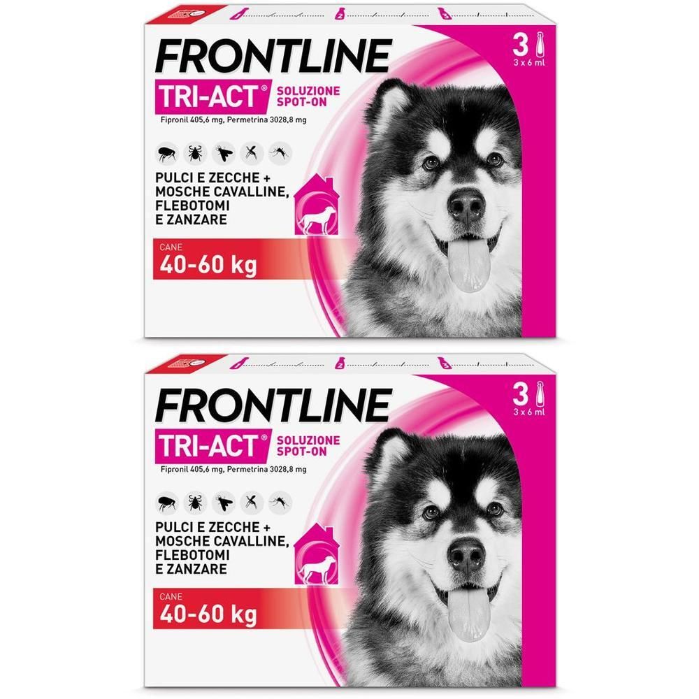Frontline Tri-Act x3 Pipette, Antiparassitario Per Cani (40-60Kg) Contro Parassiti E Insetti Volanti
