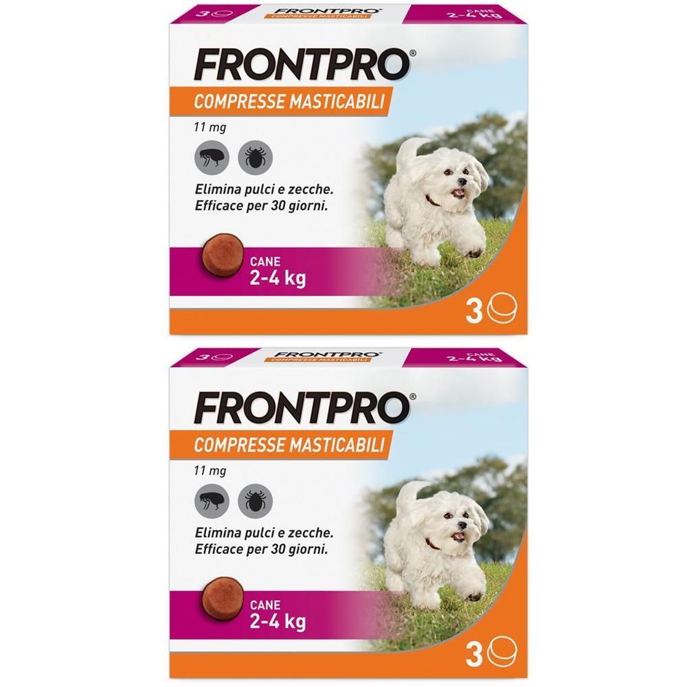 FRONTPRO x3 Compresse Masticabili, Antiparassitario Per Cani (2-4Kg) Contro Pulci E Zecche