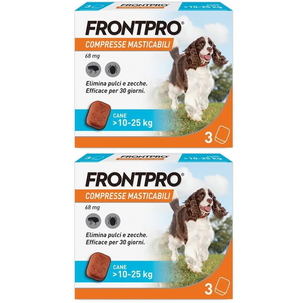 FRONTPRO x3 Compresse Masticabili, Antiparassitario Per Cani (10-25Kg) Contro Pulci E Zecche