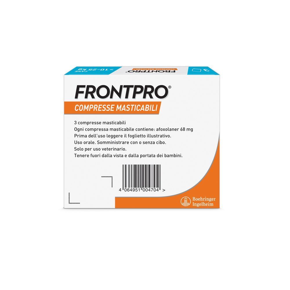FRONTPRO x3 Compresse Masticabili, Antiparassitario Per Cani (10-25Kg) Contro Pulci E Zecche
