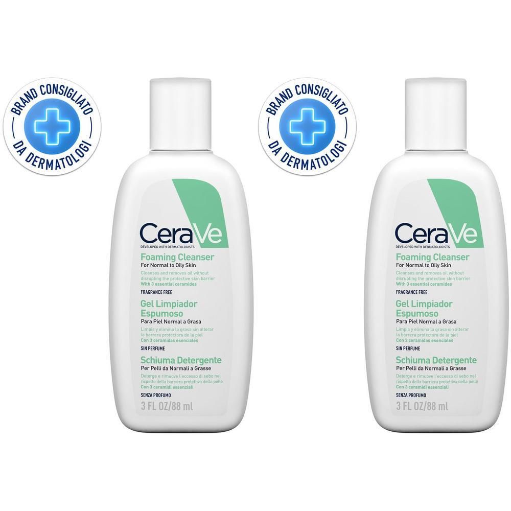 CeraVe Schiuma Detergente Seboregolatrice Viso e Corpo, Per Pelli da Normali a Grasse, 88 ml