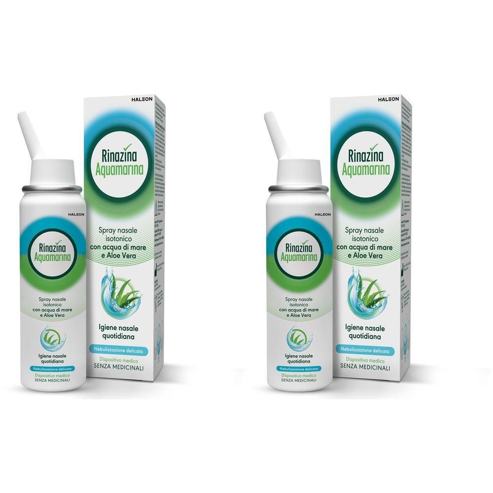 Due confezioni di spray nasale isotonico Rinozima Aquamarina.