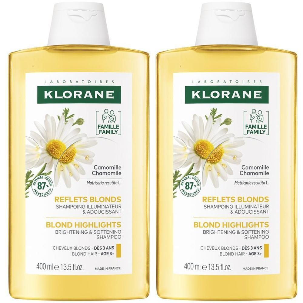 Klorane Shampoo illuminante alla Camomilla 400ml - Capelli biondi, Ravviva i riflessi biondi - risparmia il 10% con il codice: pfabre10