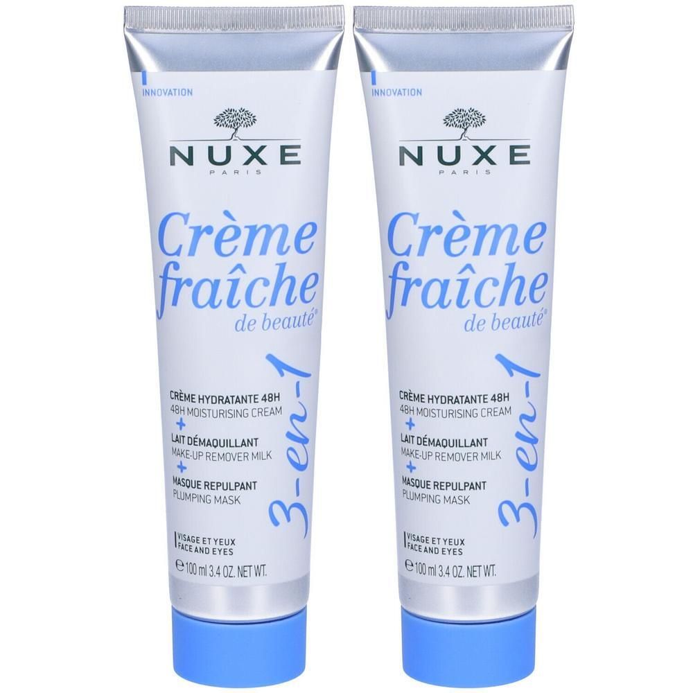 NUXE Crème fraÃ®che de beauté® 3 in 1, Crema idratante 48h, Latte struccante, Maschera rimpolpante - risparmia il 10% con il codice: nuxex10