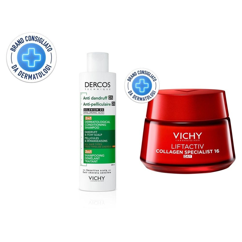 Vichy Liftactiv Collagen Specialist Crema Giorno Anti-età con Peptidi Pro-Collagene 50 ml + Vichy Dercos 2in1 Shampoo + Balsamo Anti-forfora DS? trattante dermatologico 200ml