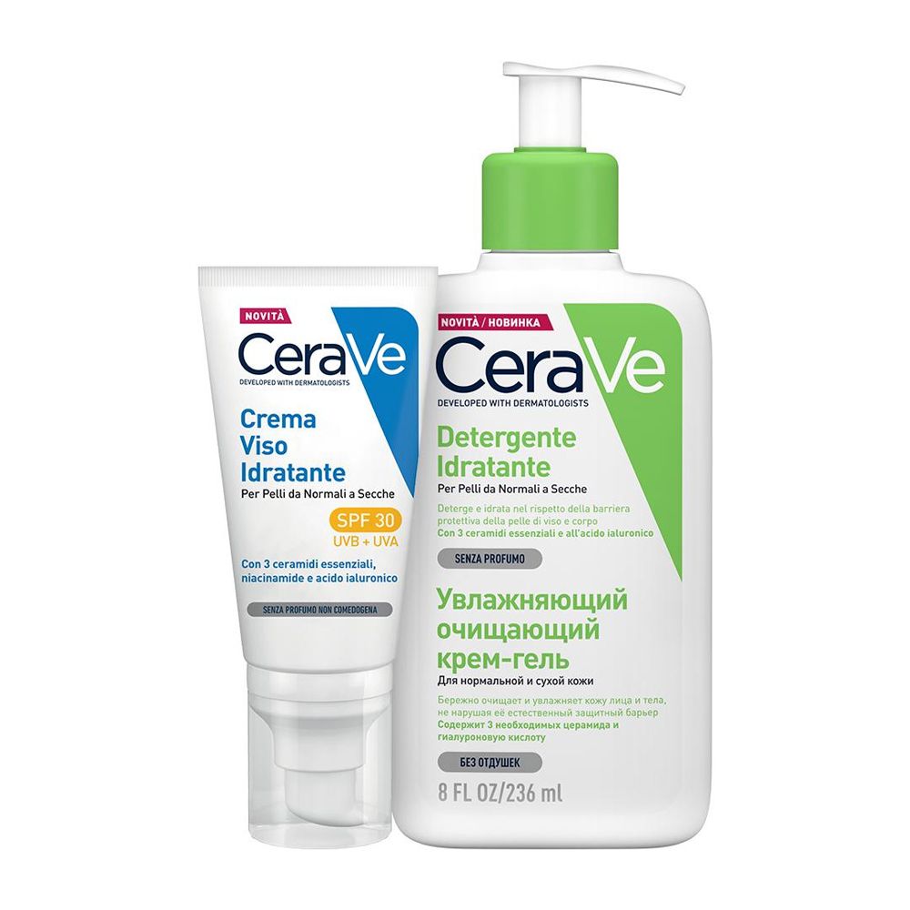 CeraVe Kit Pelle Secca Detergente Idratante + Crema Idratante SPF30