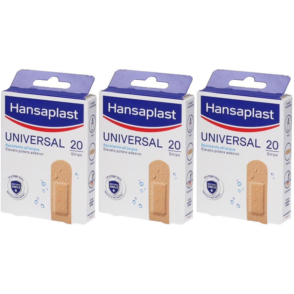 Hansaplast Cerotti Universal, Impermeabili e traspiranti per tutte le ferite, 20 pezzi da 19 x 72 mm