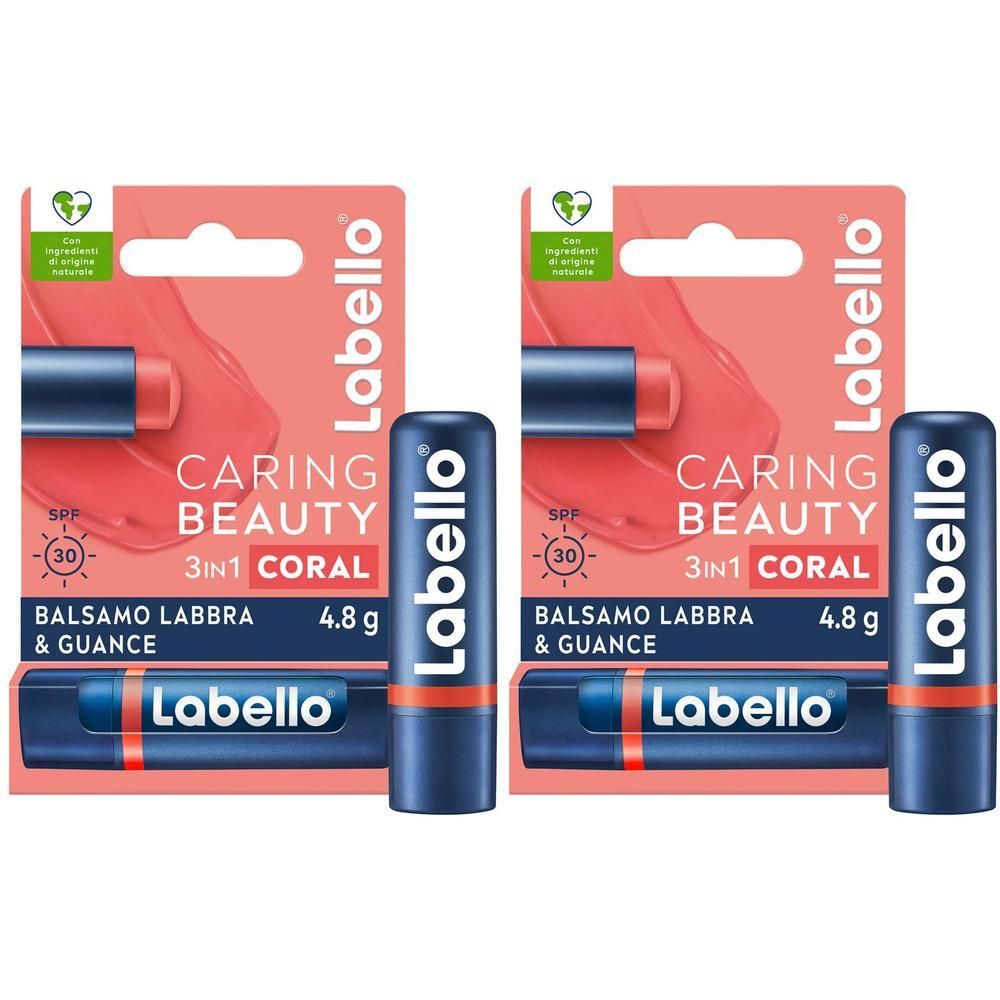 Labello Caring Beauty Lip & Cheek Coral SPF30 4.8 g, Burrocacao labbra e guance colorato corallo