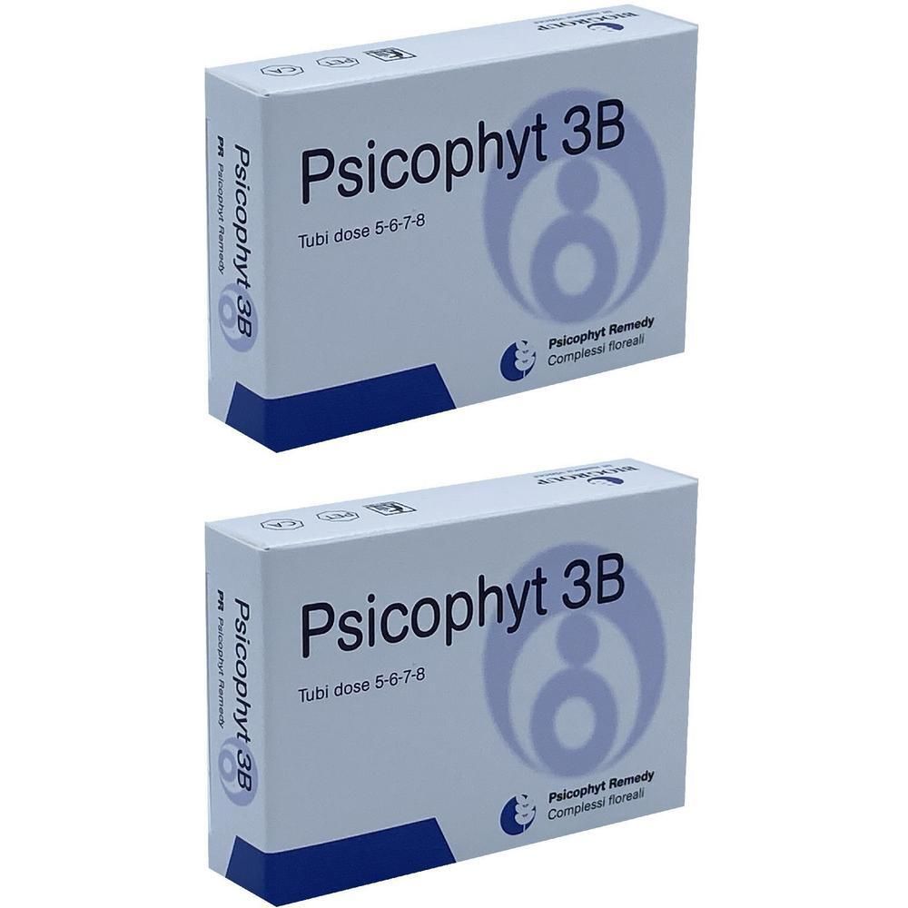Due confezioni di Psicophyt 3B Tubi dose 5-6-7-8. Scatole bianche con scritte blu e logo.