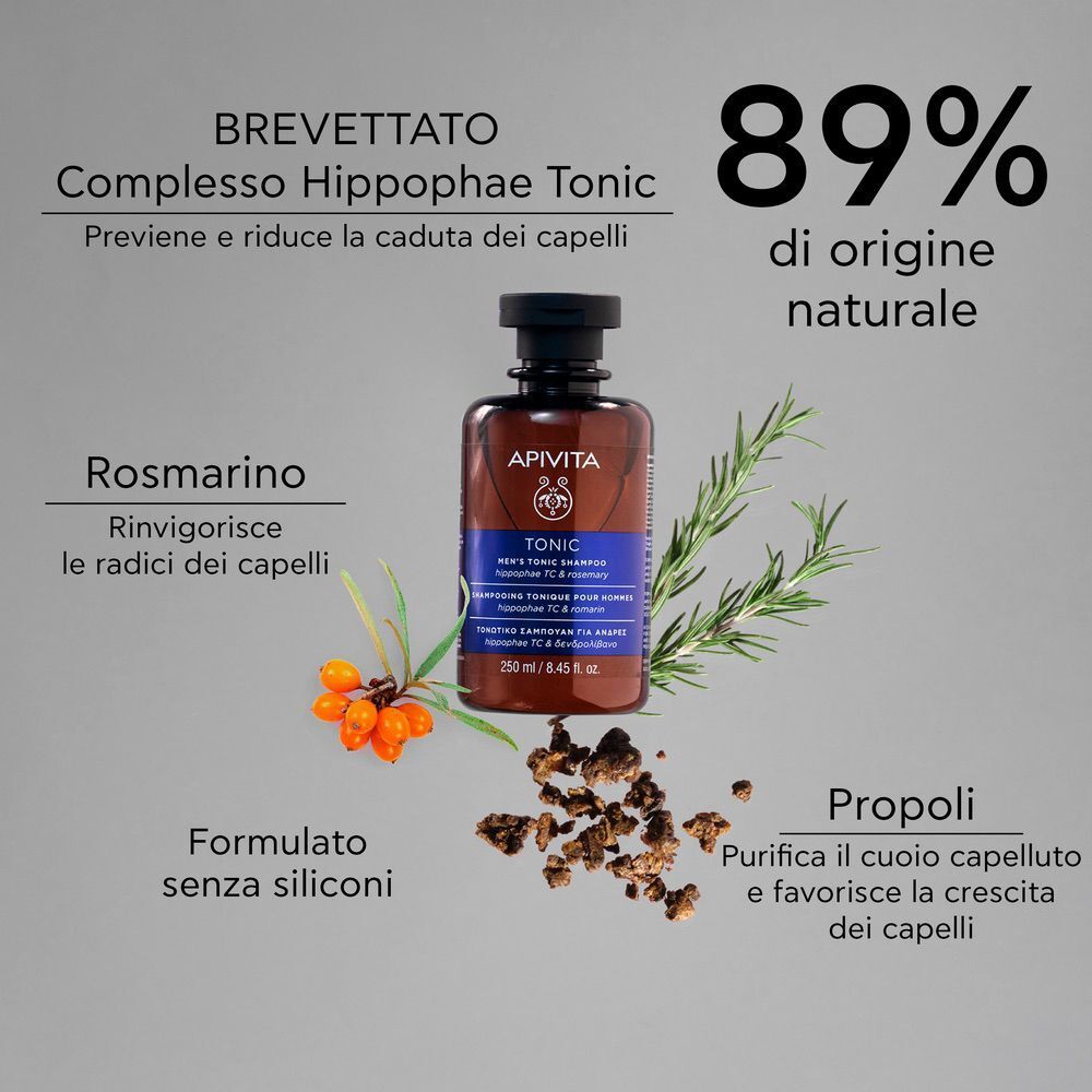Apivita Tonic Shampoo Tonificante Anticaduta per capelli fini e diradati - uomo