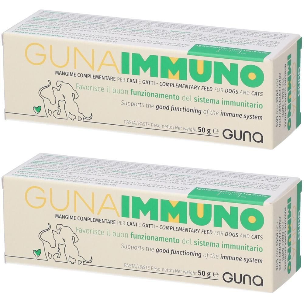 Due confezioni Guna Immuno per cani e gatti, 50g.