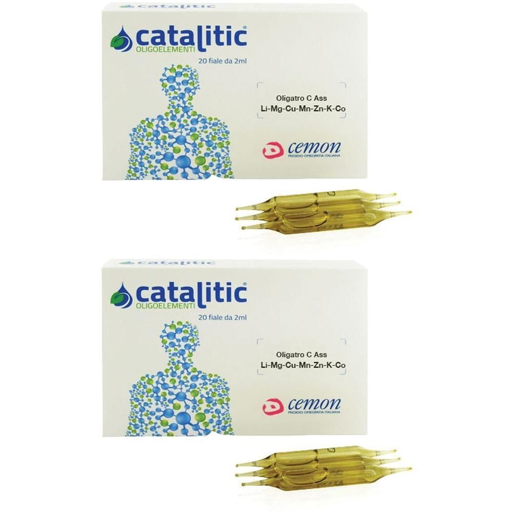 Due confezioni di Catalitic Oligoelementi, 30 fiale da 2ml ciascuna. Contiene Oligatro C Ass Li-Mg-Cu-Mn-Zn-K-Co.
