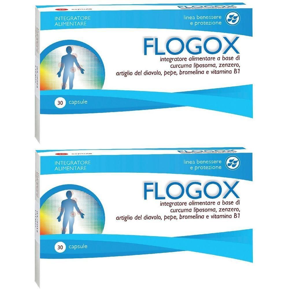Due confezioni di Flogox capsule, 30 capsule per confezione. Integratore alimentare.