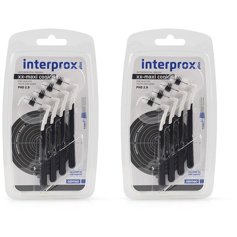 Interprox Plus XX Maxi Conical 4 Scovolini Neri, Anti-Placca e Anti-Carie per spazi interdentali più grandi (PHD 29)