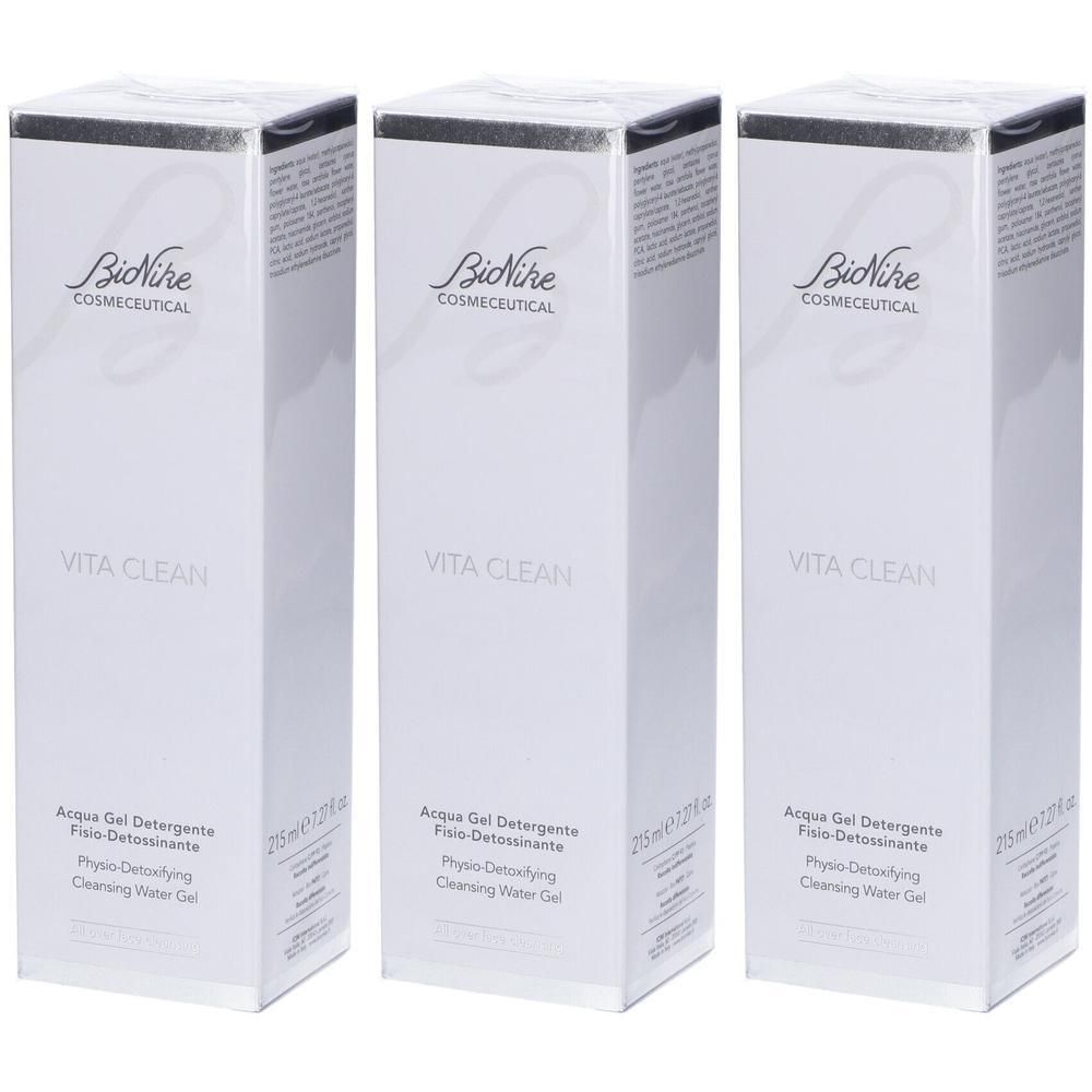 Tre confezioni di Bionike Vita Clean Acqua Gel Detergente Fisio-Detossinante.