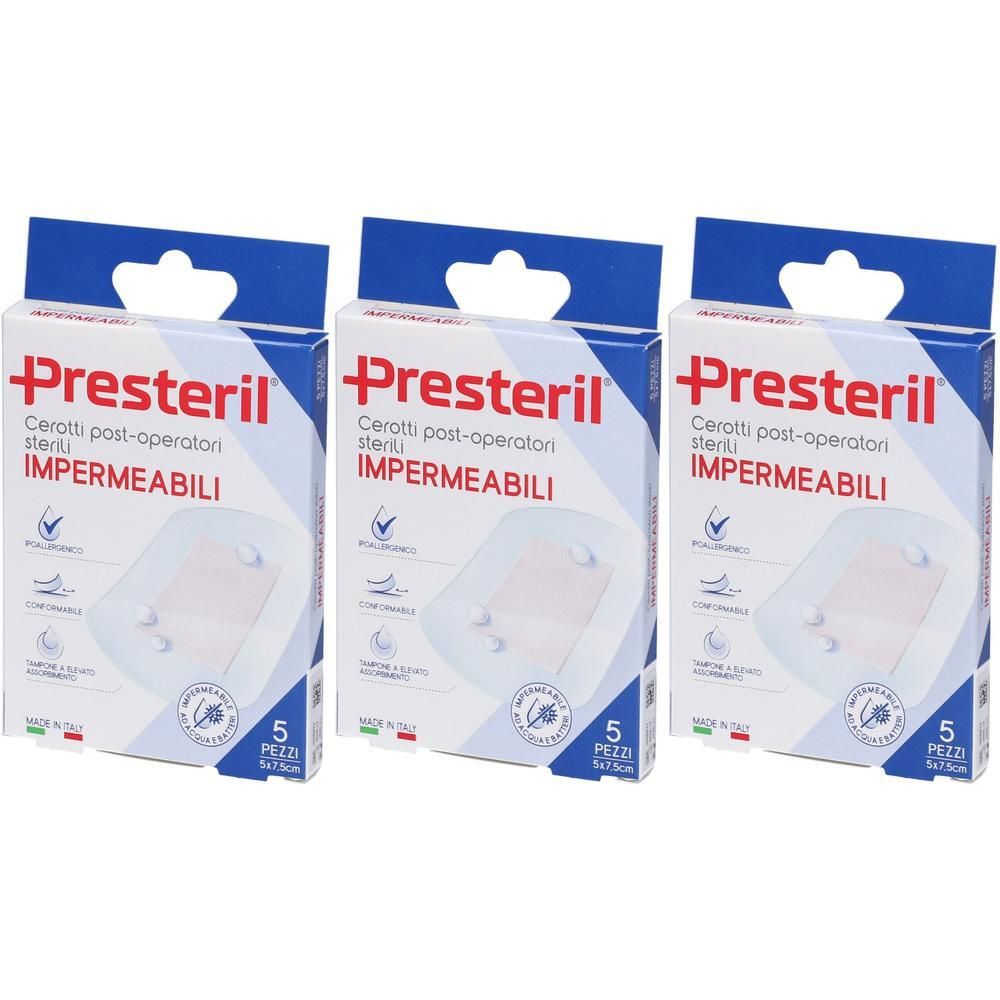PRESTERIL Cerotti post operatori impermeabili 5x7,5 cm