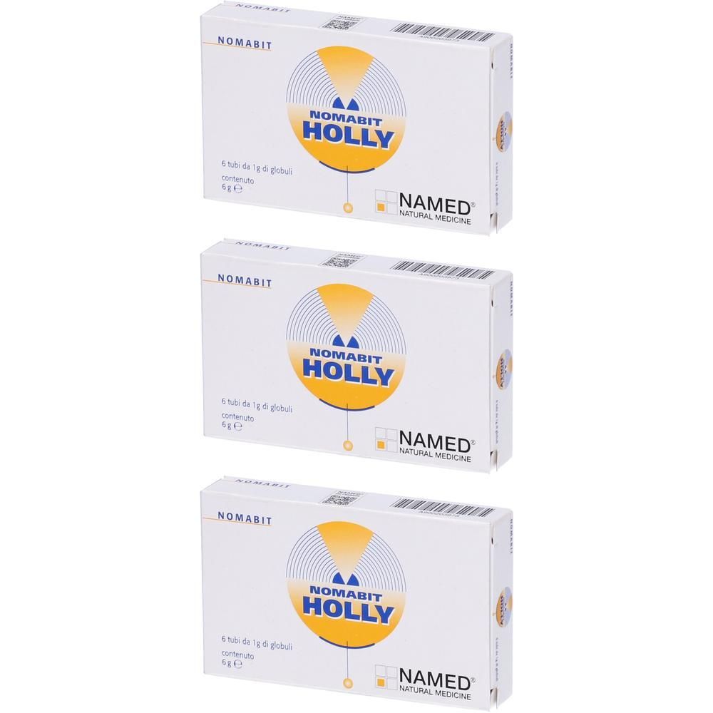 Tre confezioni di Nomabit Holly Globuli, ciascuna da 5g.