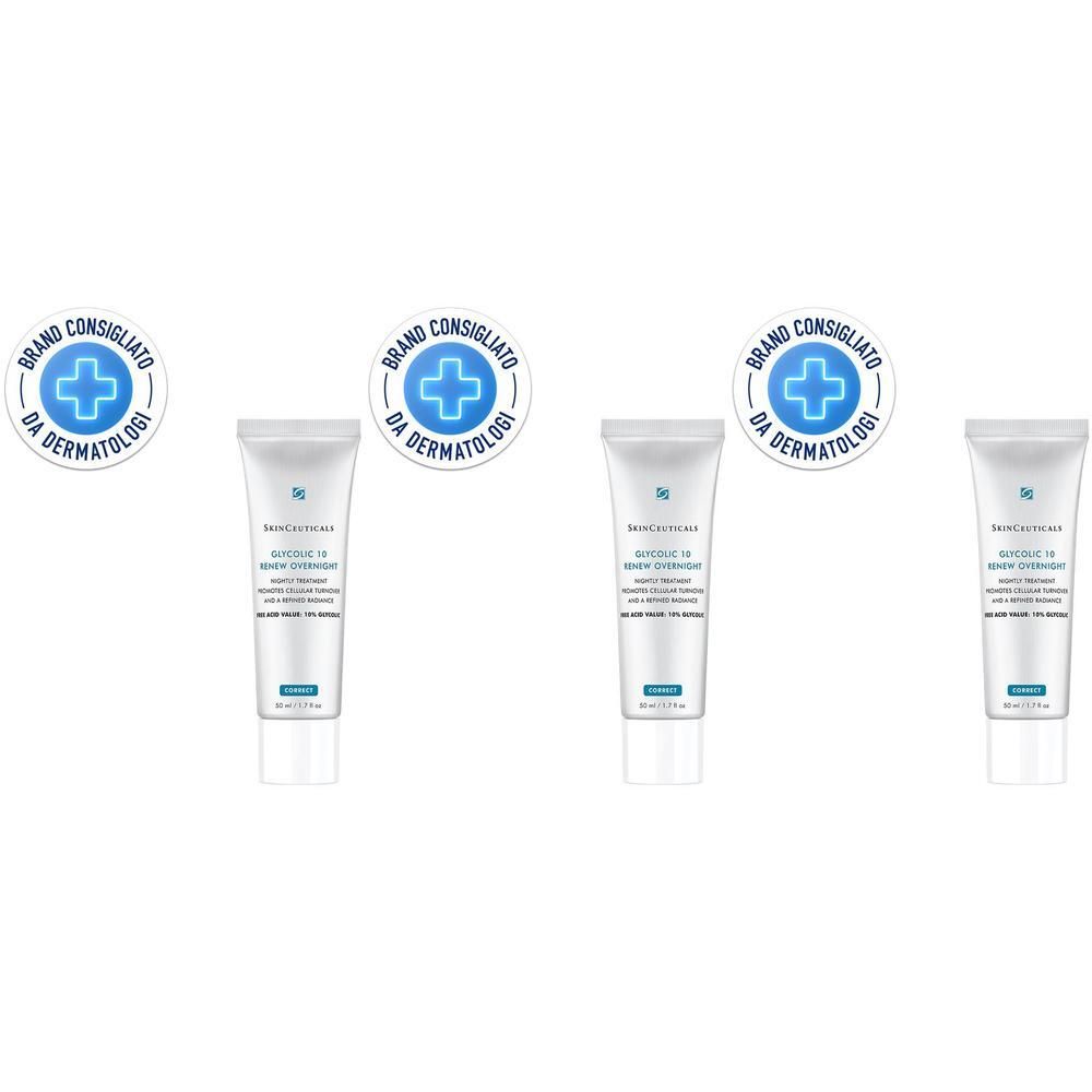 SkinCeuticals Glycolic 10 Renew Overnight - Fluido notte che promuove il turnover cellulare e dona luminosità alla pelle con Acido Glicolico 50ml