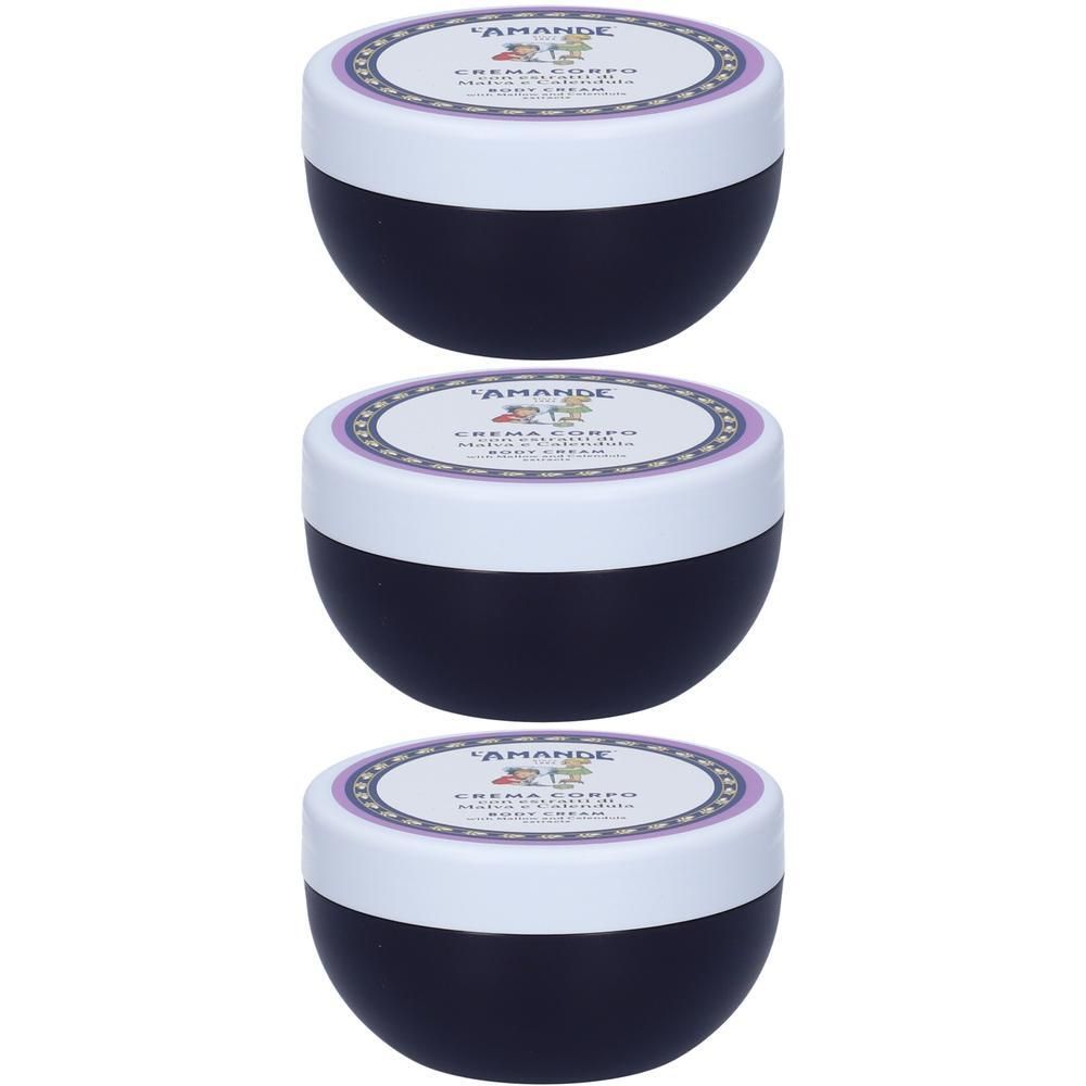 Tre vasetti di crema corpo L'Amande Malva Calendula.
