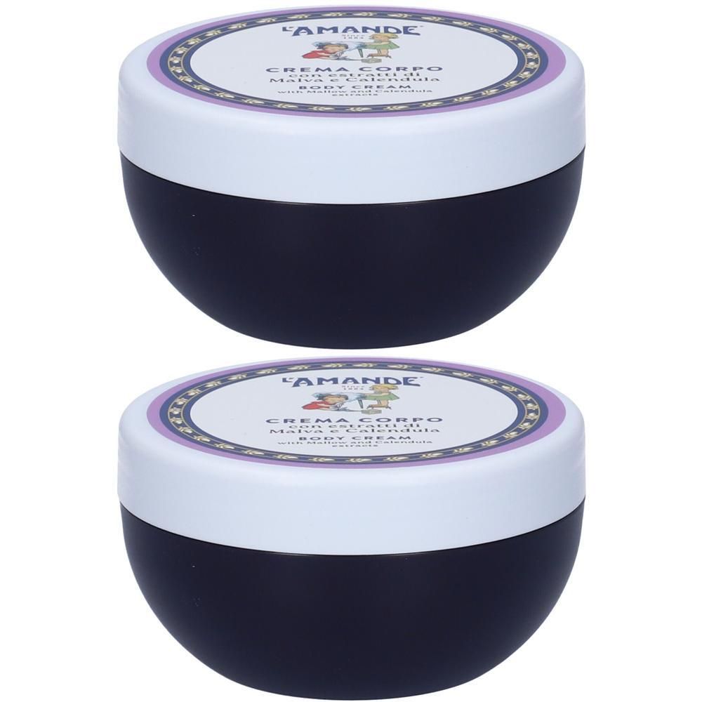 Due vasetti di Crema Corpo L'Amande Malva e Calendula.