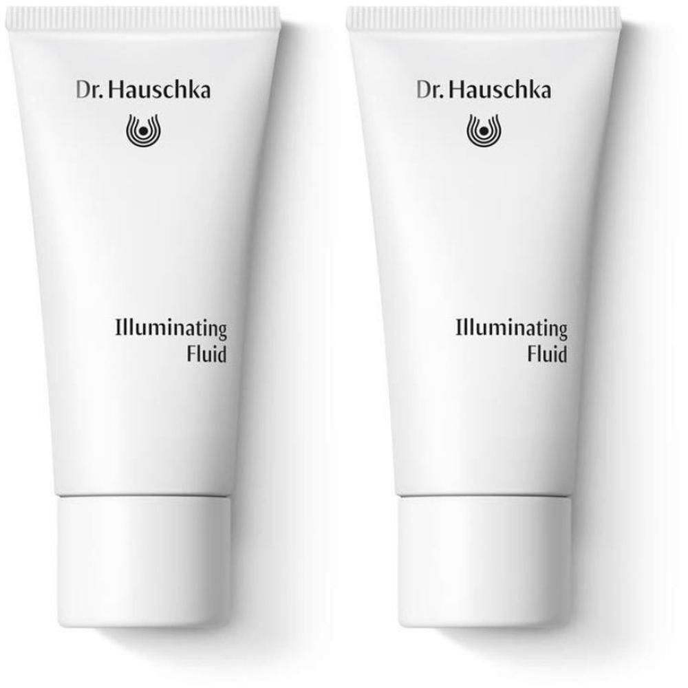 Due tubetti bianchi di Dr. Hauschka Illuminating Fluid affiancati.