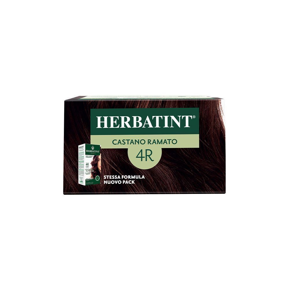 Herbatint tinta per capelli 4R Castano Ramato, scatola con immagine prodotto e tonalità.