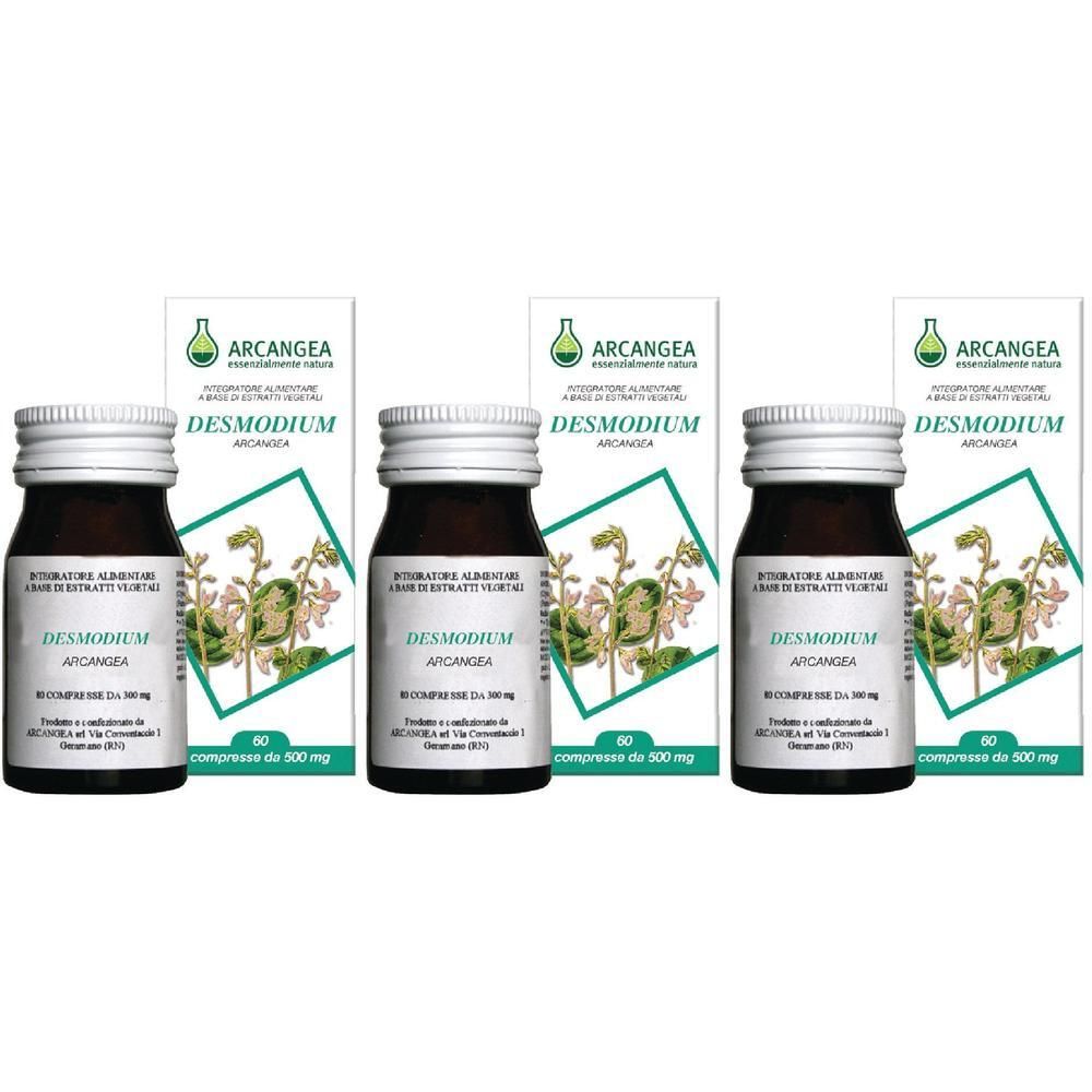Tre flaconi di Desmodium, integratore alimentare, 60 capsule da 500 mg.