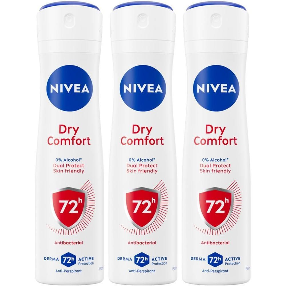 Nivea Deodorante Spray Dry Comfort 150 ml, Deodorante donna antitraspirante per 72h testato