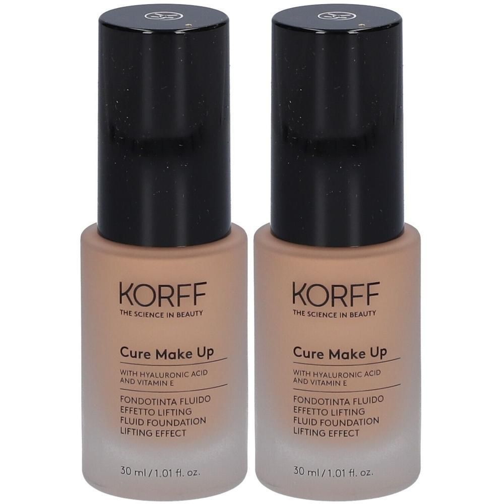 Due flaconi di fondotinta fluido Korff Cure Make Up, 30 ml.