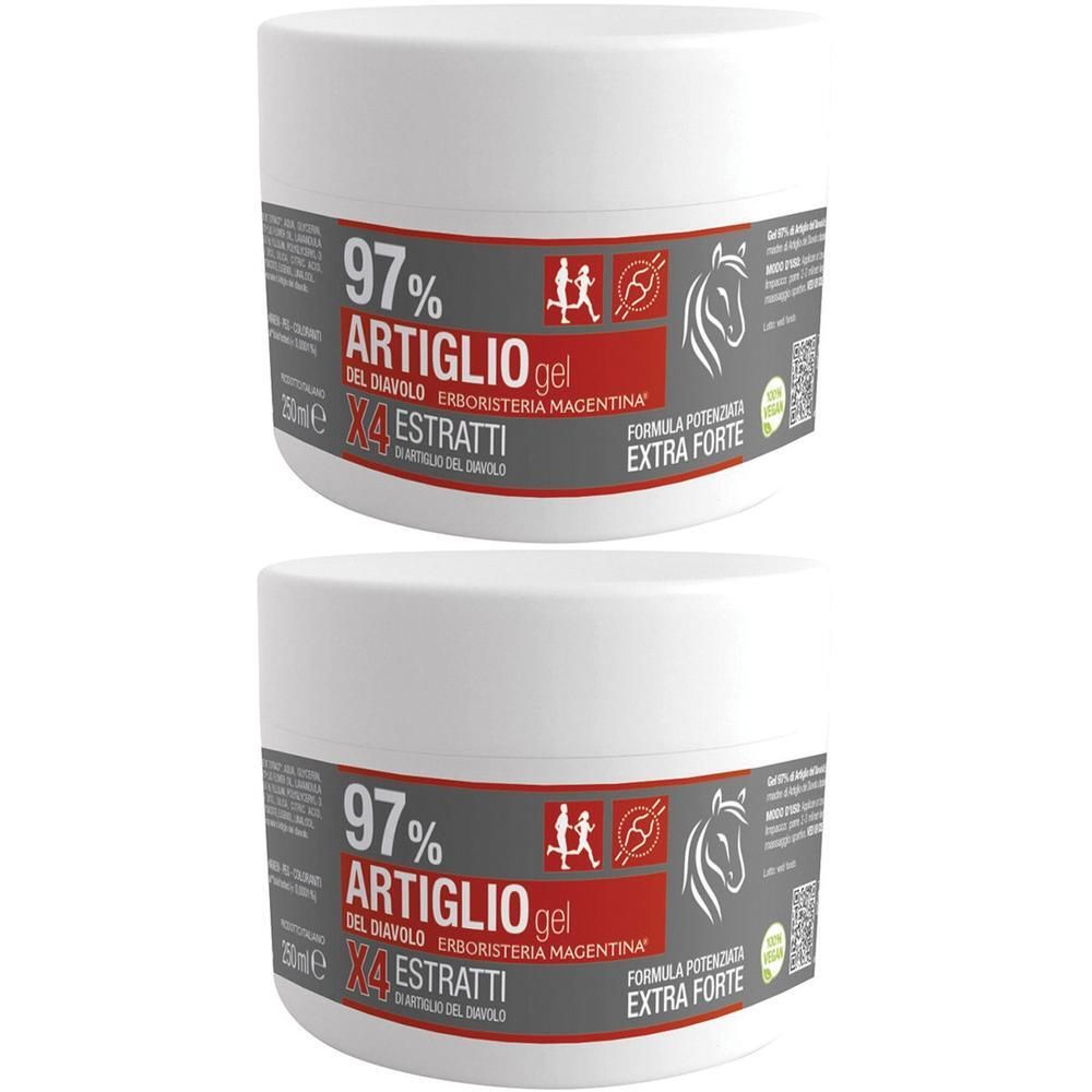 Due vasetti bianchi di Artiglio Gel, 97% Artiglio Gel, X4 Estratti, Extra Forte.