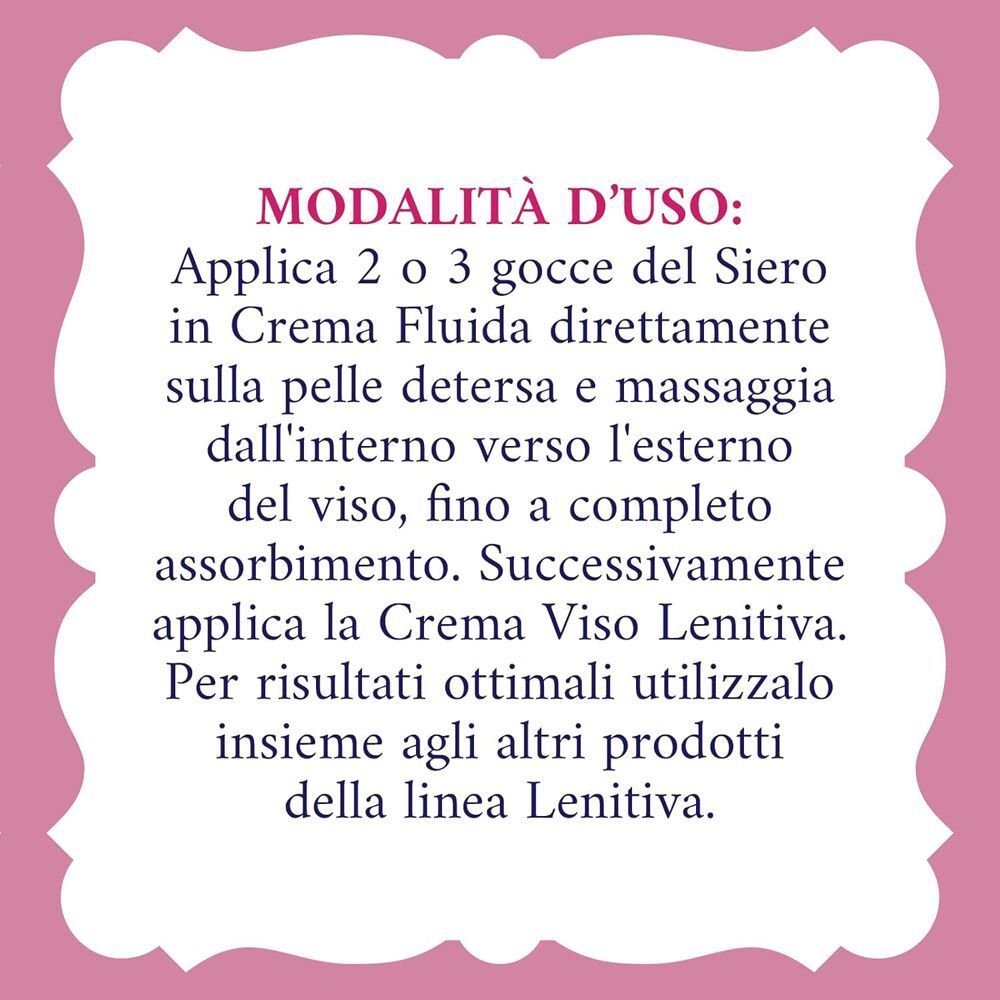 Modalità d'uso del Siero in Crema Lenitivo Acqua alle Rose in italiano.