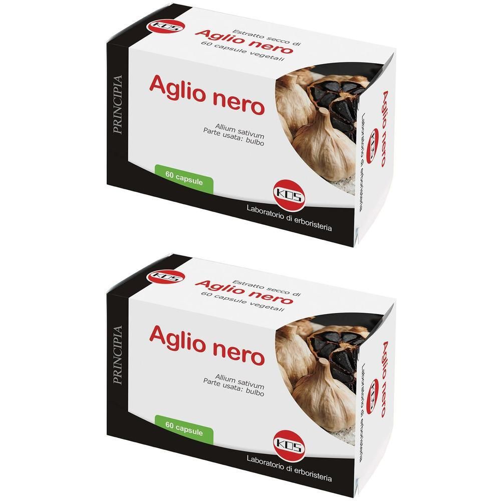 Due confezioni di Aglio Nero Estratto Secco, 60 capsule per confezione. Estratto di aglio nero.