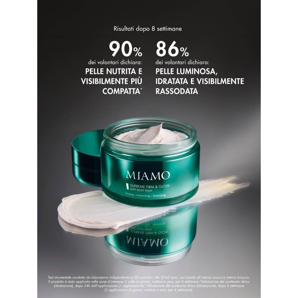 Vasetto di balsamo corpo Miamo Body Renew Supreme Firm&Glow, con risultati.