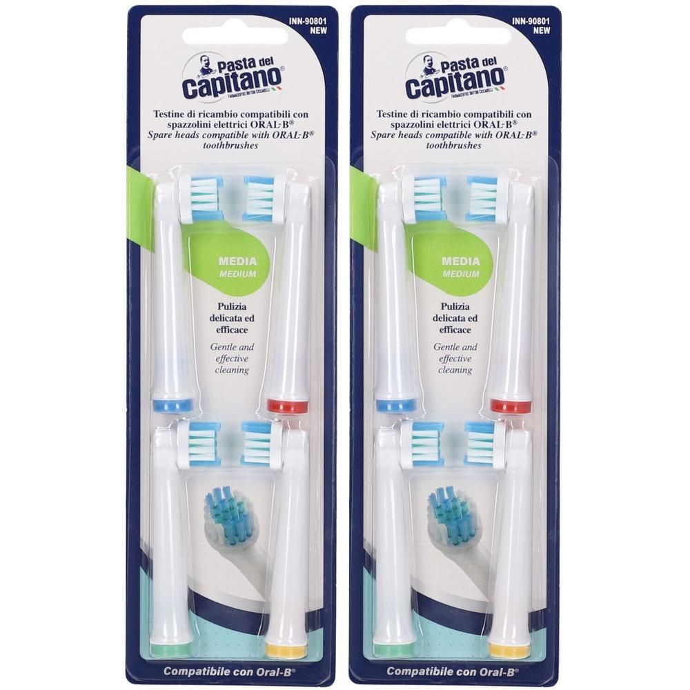 Pasta Del Capitano Testine Di Ricambio Compatibili Con Spazzolini Elettrici Oral-B Setole Regolari Setola Media