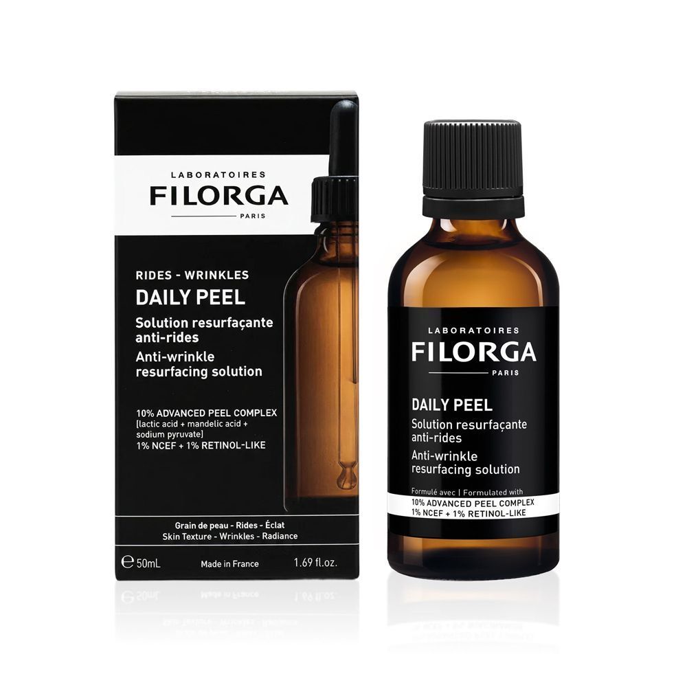 Flacone e confezione Filorga Daily Peel Anti-Rughe con contagocce.
