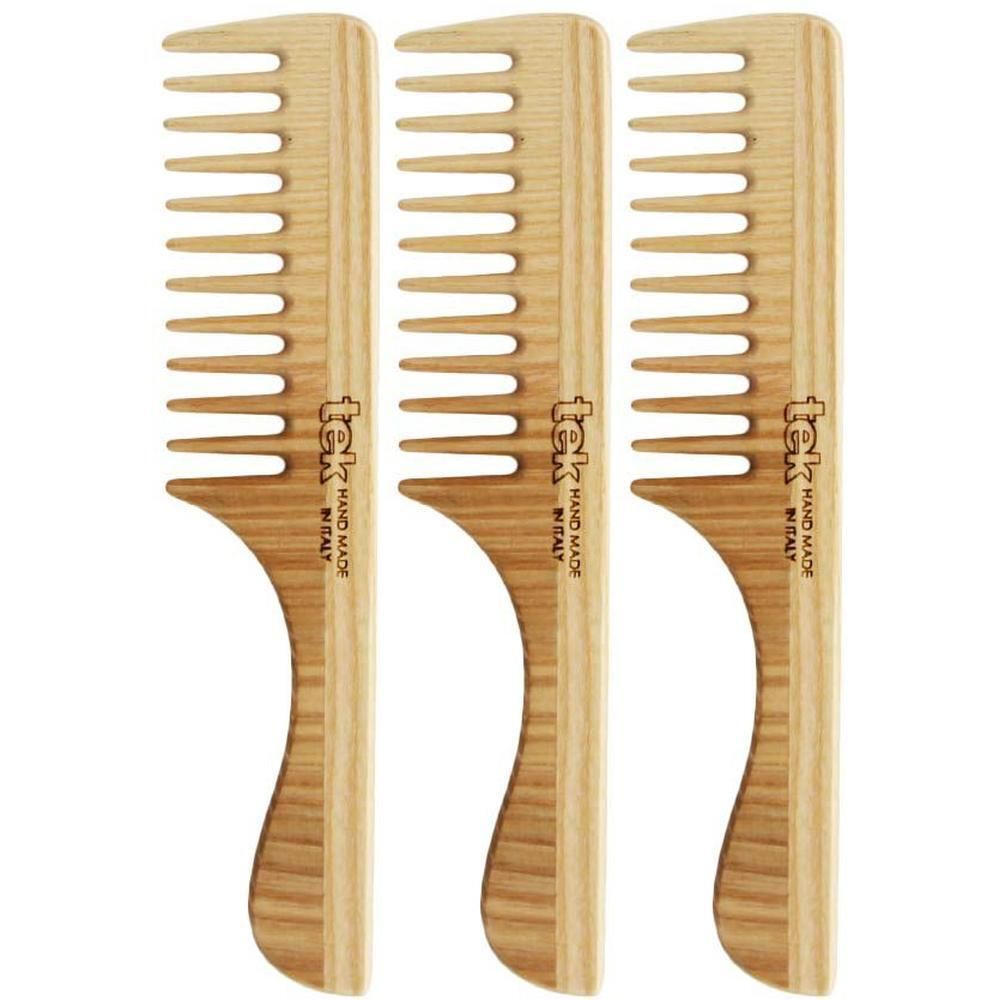 Tek - Pettine a Denti Radi con Manico in Legno