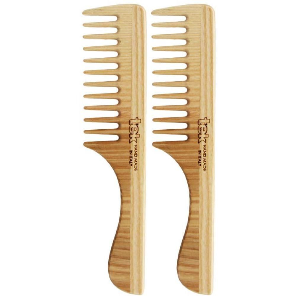 Tek - Pettine a Denti Radi con Manico in Legno
