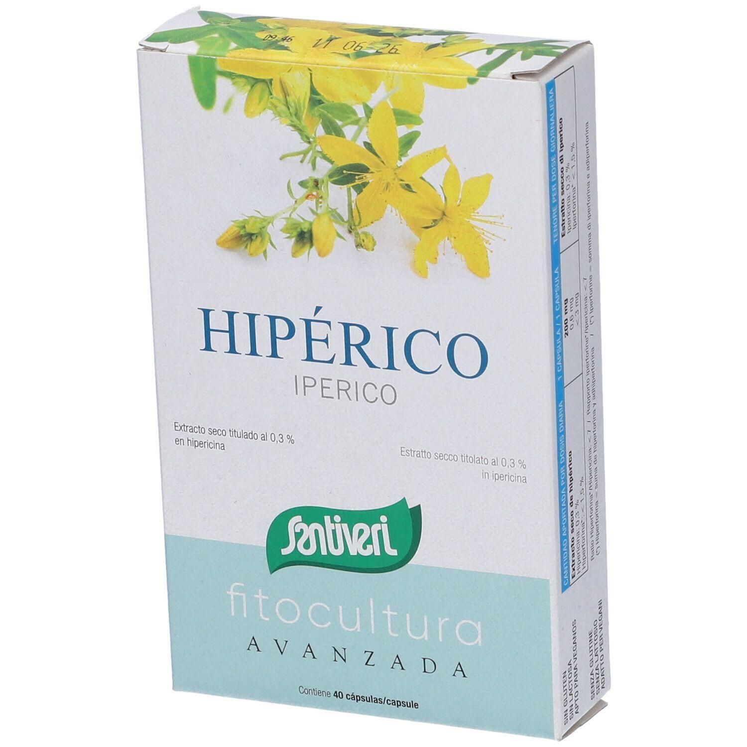 Santiveri Iperico Capsule: scatola con immagine di iperico, 40 capsule.