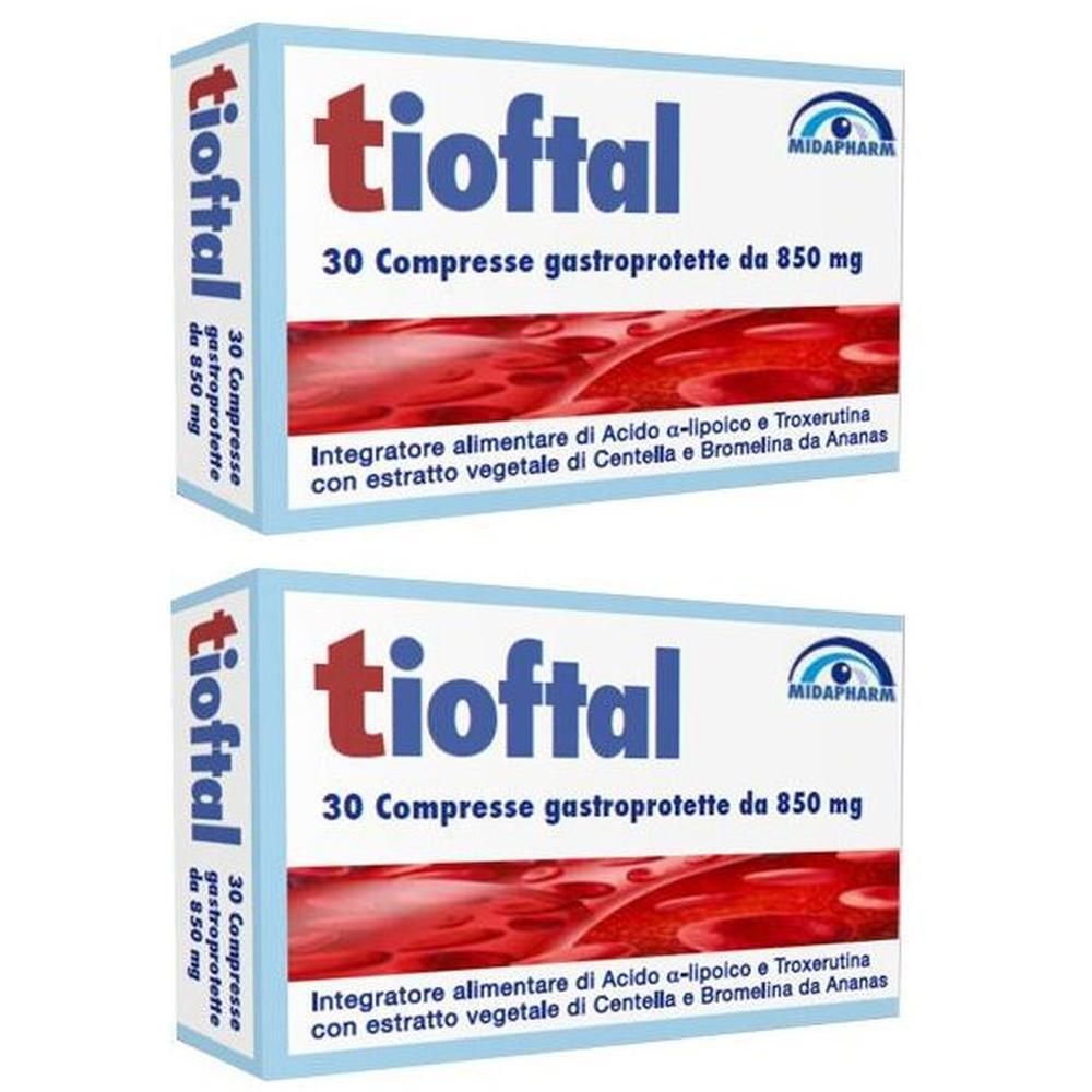 Due confezioni di Tioftal, 30 Compresse gastroprotette da 850 mg.