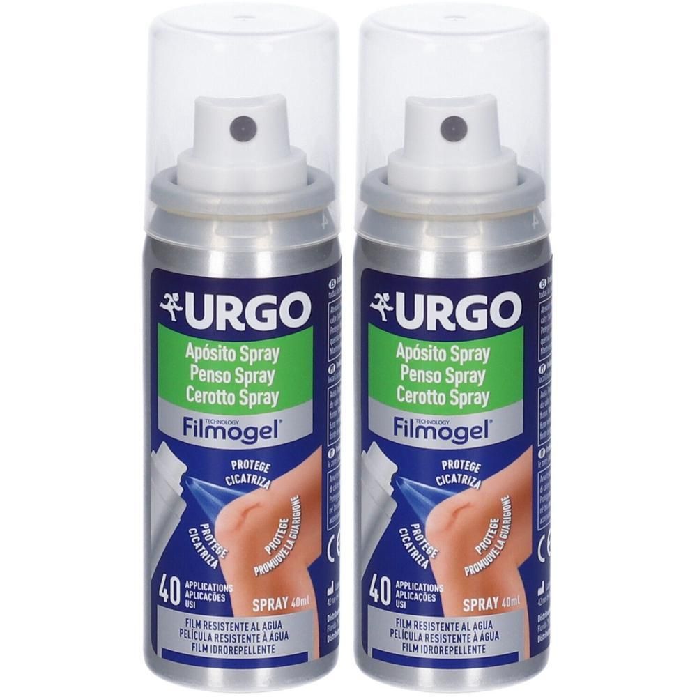 Due bombolette spray Urgo Filmogel, 40ml. Protegge e favorisce la guarigione delle ferite.