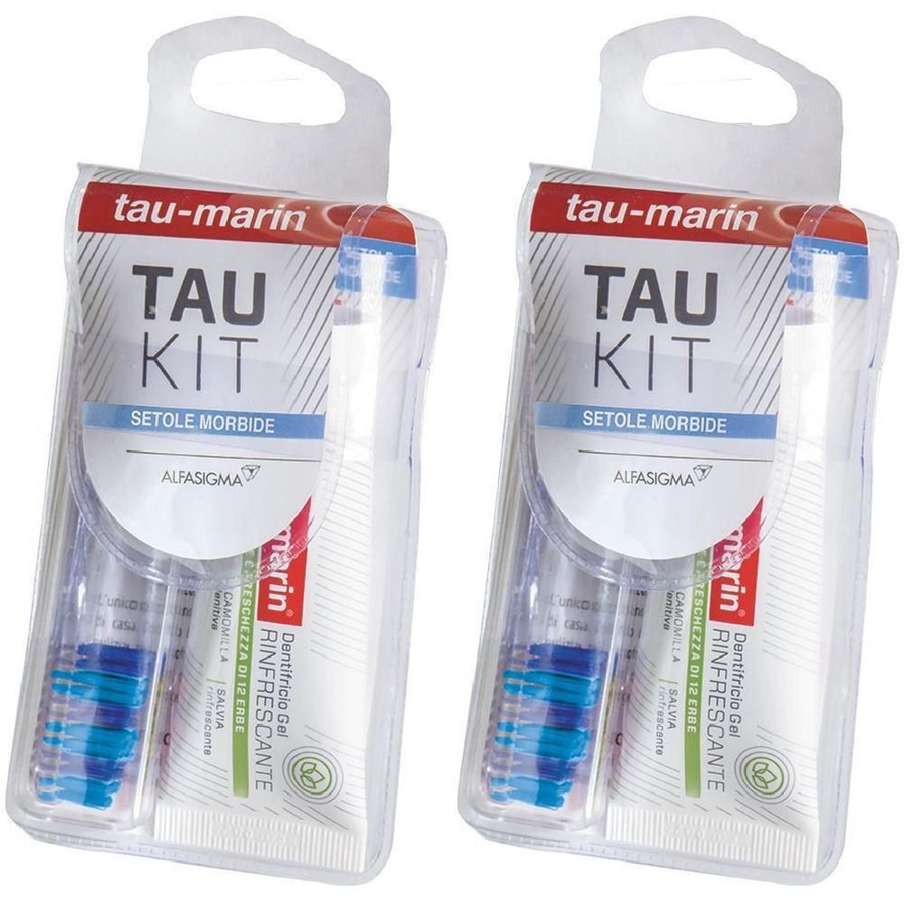 Tau-Marin Kit Spazzolino Morbido e Dentifricio Gel Rinfrescate alle Erbe