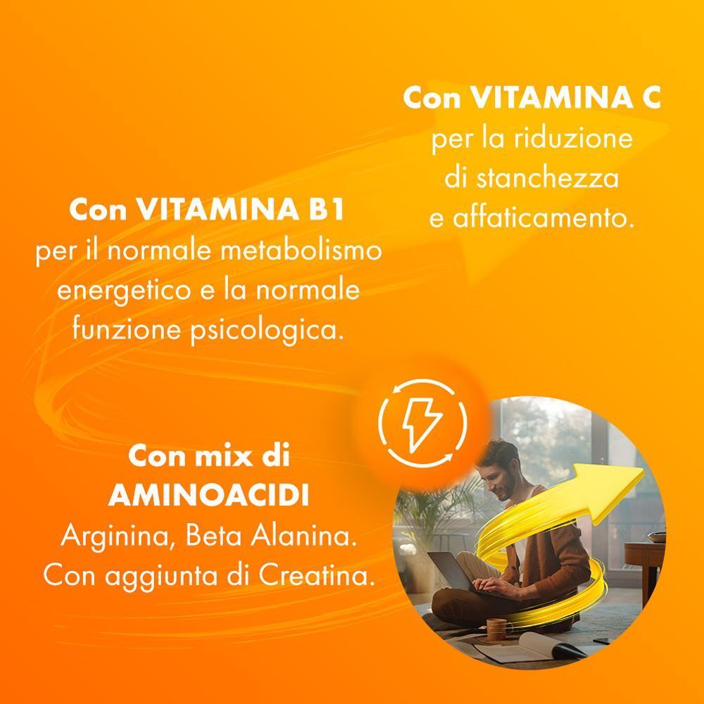 Sustenium Plus: Vitamina C per l'energia, Vitamina B1 per la funzione psicologica, aminoacidi, creatina.
