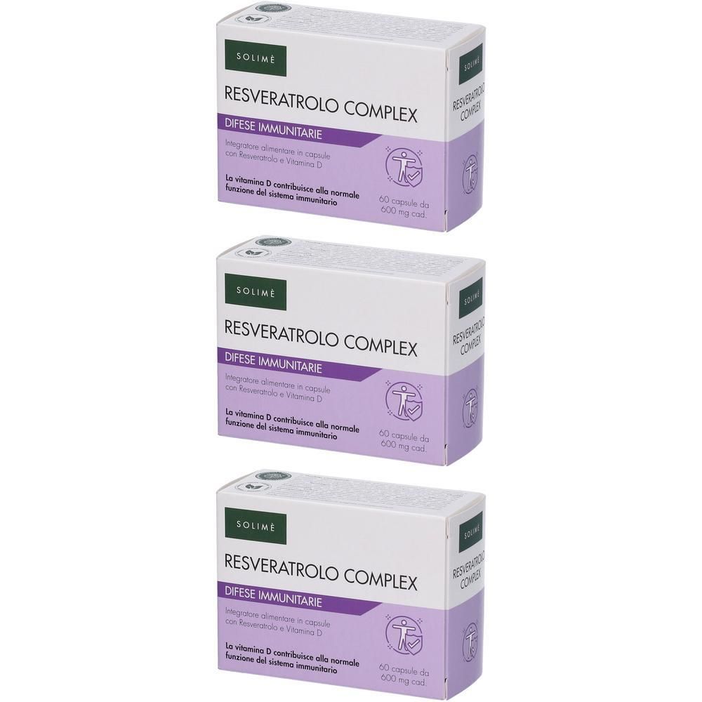 Tre confezioni di Resveratrolo Complex, integratore per le difese immunitarie.