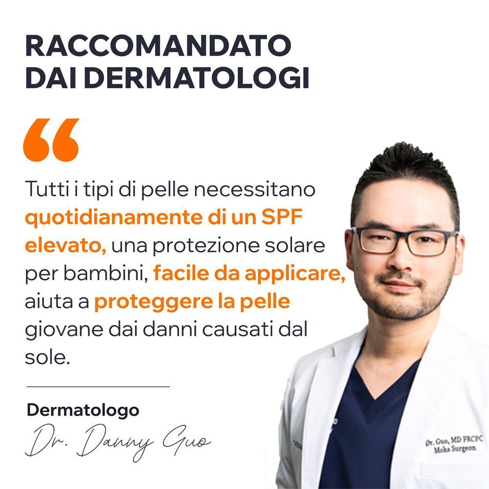 Un dermatologo raccomanda URIAGE BARIESUN Spray per bambini con pelle sensibile.