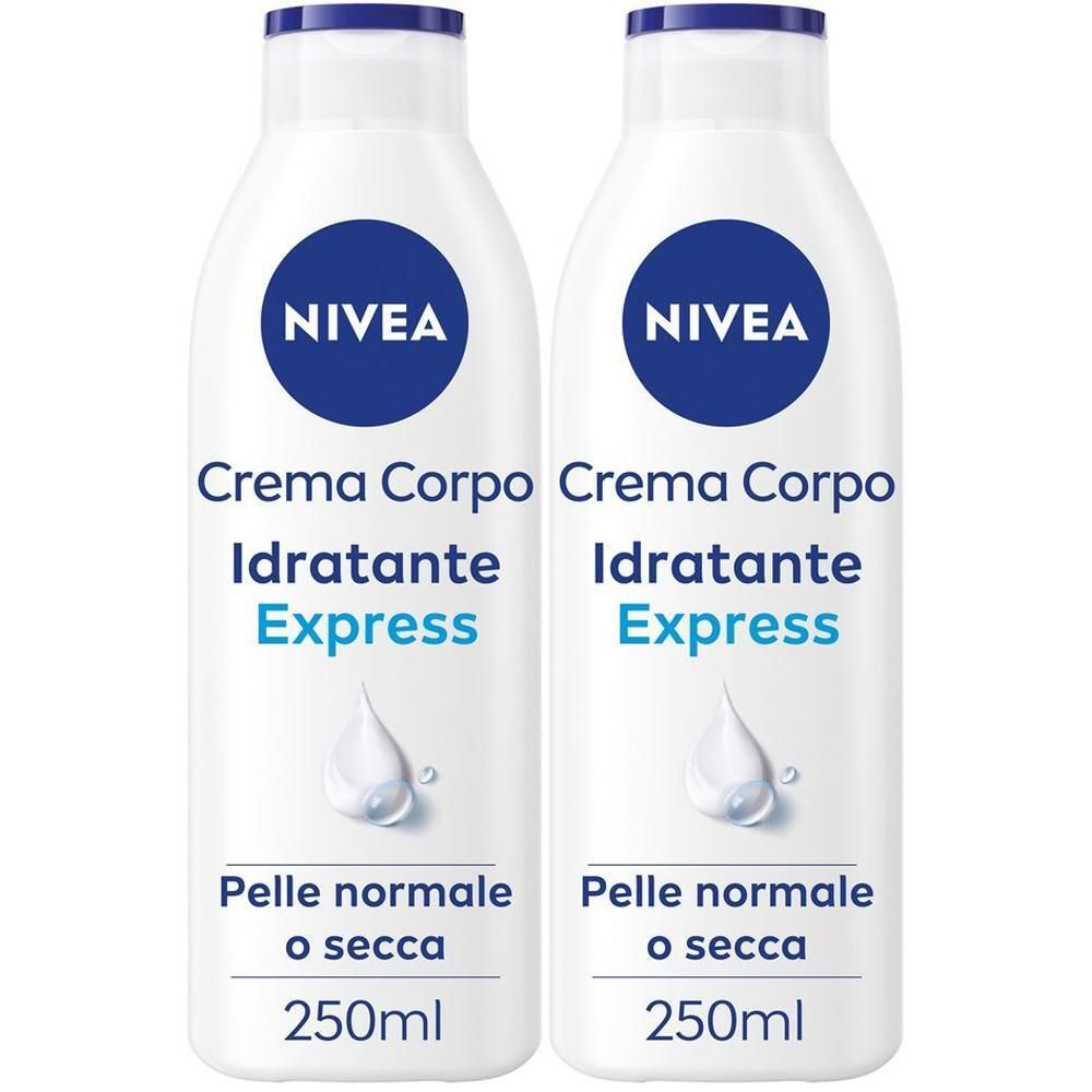 Nivea Crema Corpo Idratante Express 250 ml, Crema corpo idratante 72 ore per pelle normale e secca