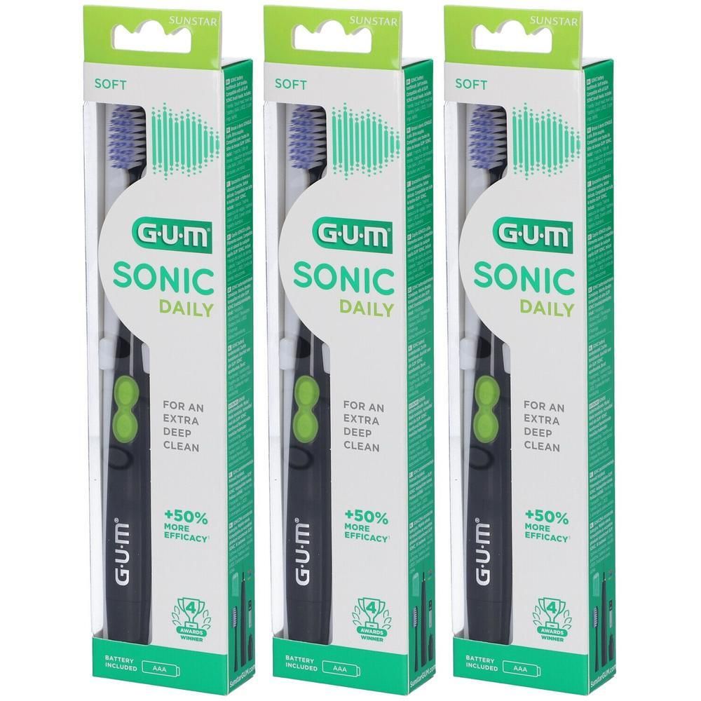 GUM® SONIC DAILY BLACK 4100 Spazzolino elettrico a batteria