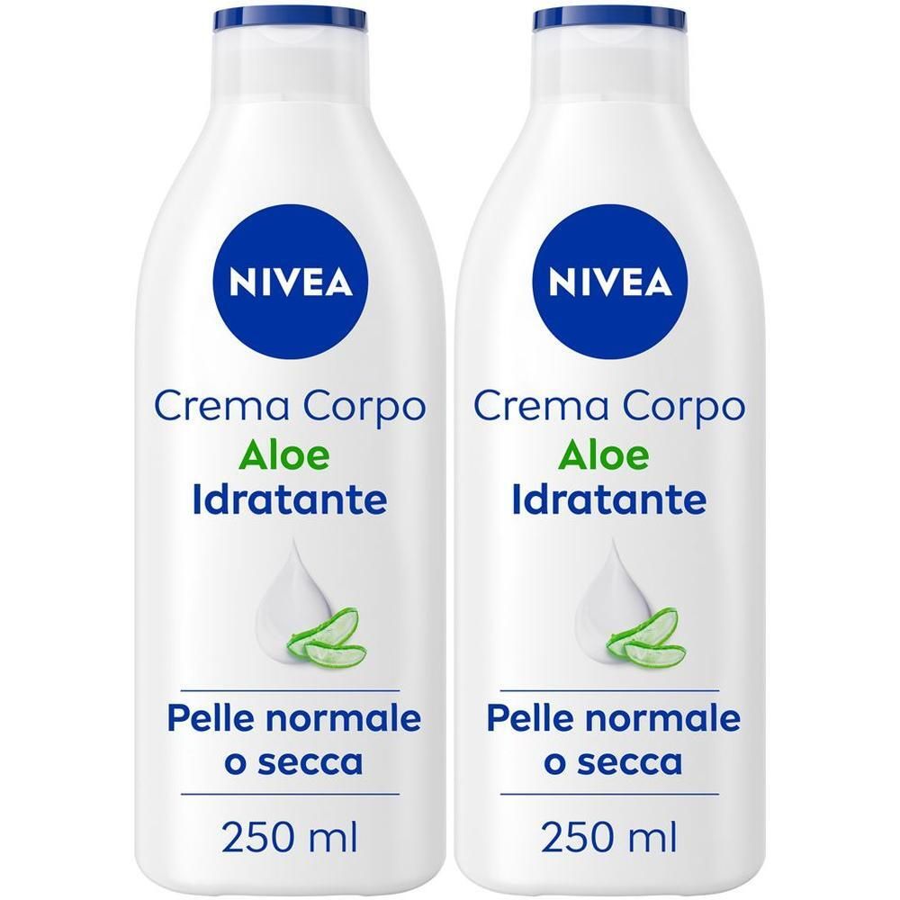 Nivea Crema Corpo Aloe Idratante 250 ml, Crema idratante corpo 72h per pelle secca o normale