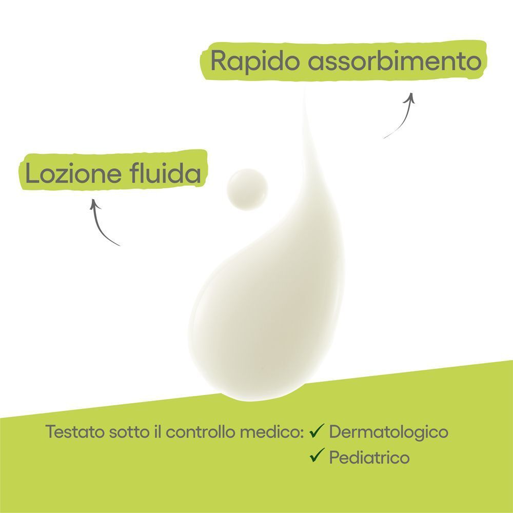 Goccia di A-Derma Exomega Control Latte Emolliente, rapido assorbimento.
