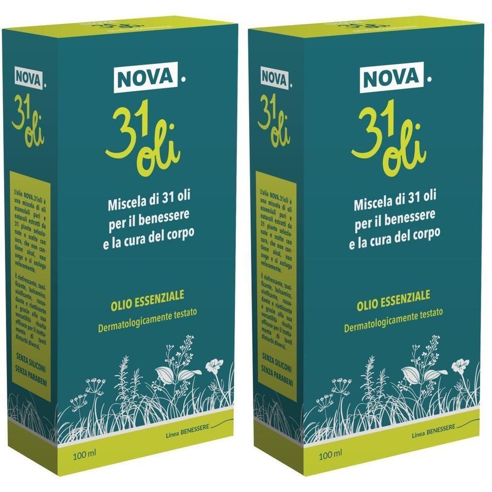 Due confezioni di Nova.31 Oli, 100ml. Miscela di 31 oli per il benessere e la cura del corpo. Olio essenziale dermatologicamente testato.