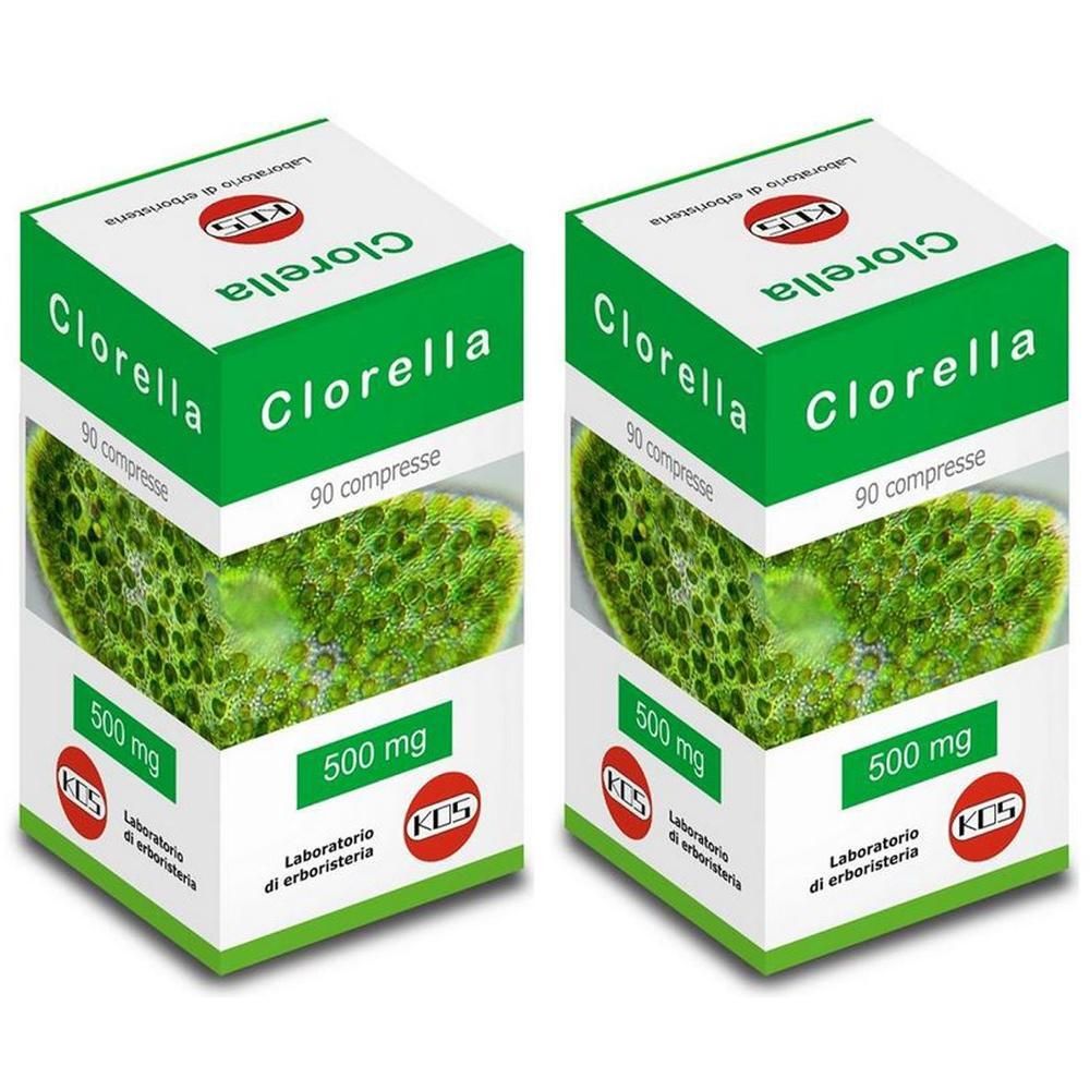 Due confezioni di compresse di Clorella, 90 compresse da 500 mg.